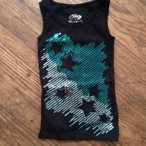 new justice sequin star black tank